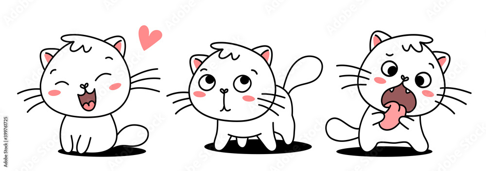 Vector set of illustration of cute cat in different pose Vector set of illustration of cute cat in different pose