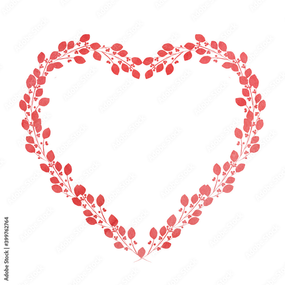 Beautiful watercolor drawing in the shape of a heart. Closeup, no people, texture. Congratulations for loved ones, relatives, friends and colleagues