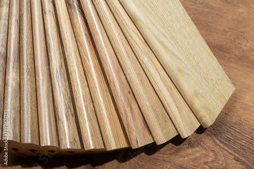 Skirting board background. Samples of Skirting board  with a pattern and wood texture for flooring and interior design. Production of wooden floors