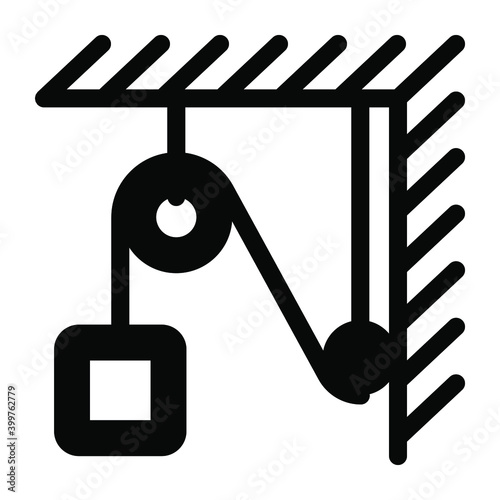 
A solid icon of a moveable pulley
