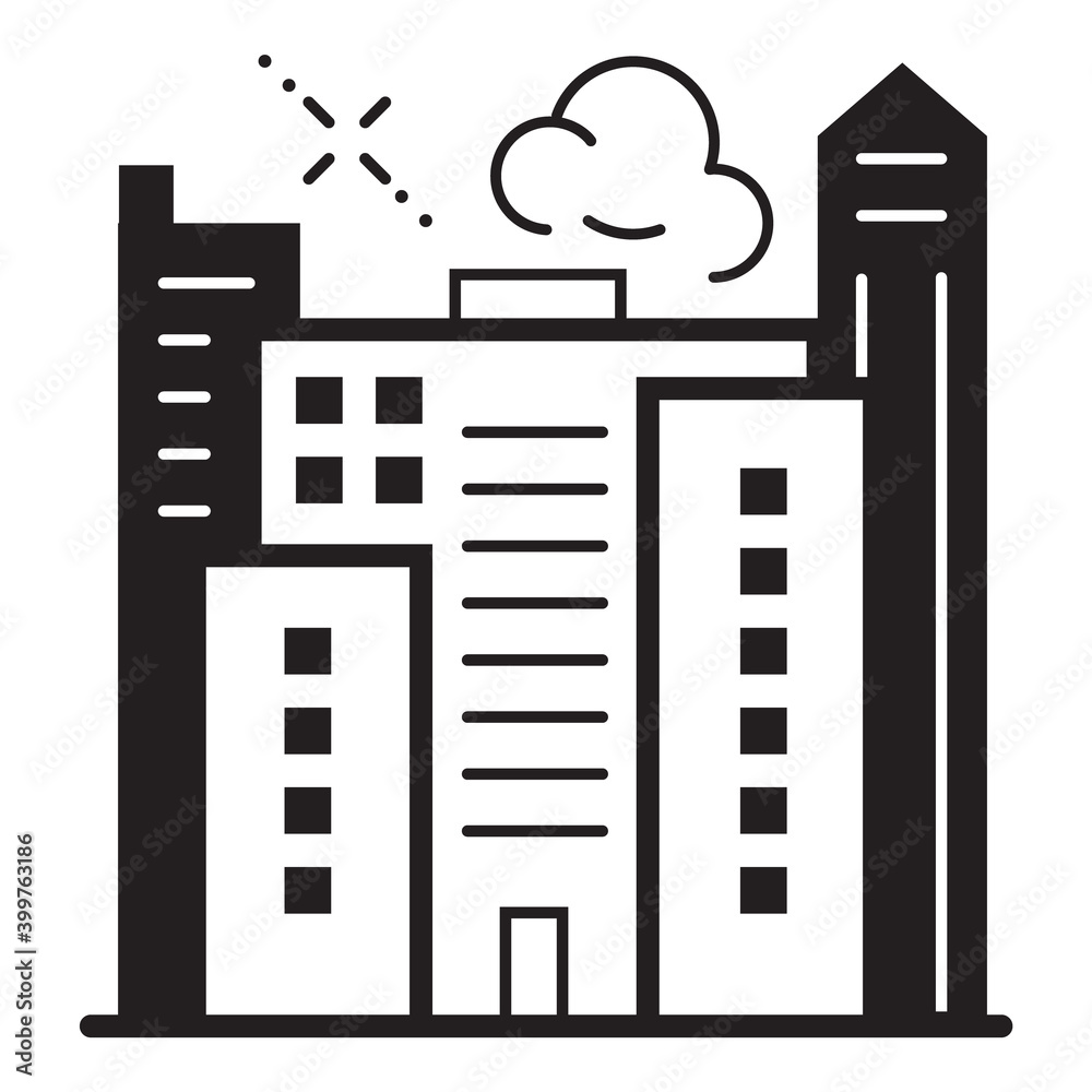 Skyscraper City Buildings Flat Icon Isolated On White Background Skyscraper City Buildings Flat Icon Isolated On White Background