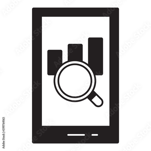 Mobile Finance Chart Rating Search Flat Icon Isolated On White Background