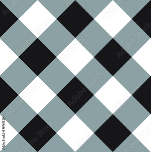 Vector seamless pattern of gray checkered crossed plaid isolated on white background