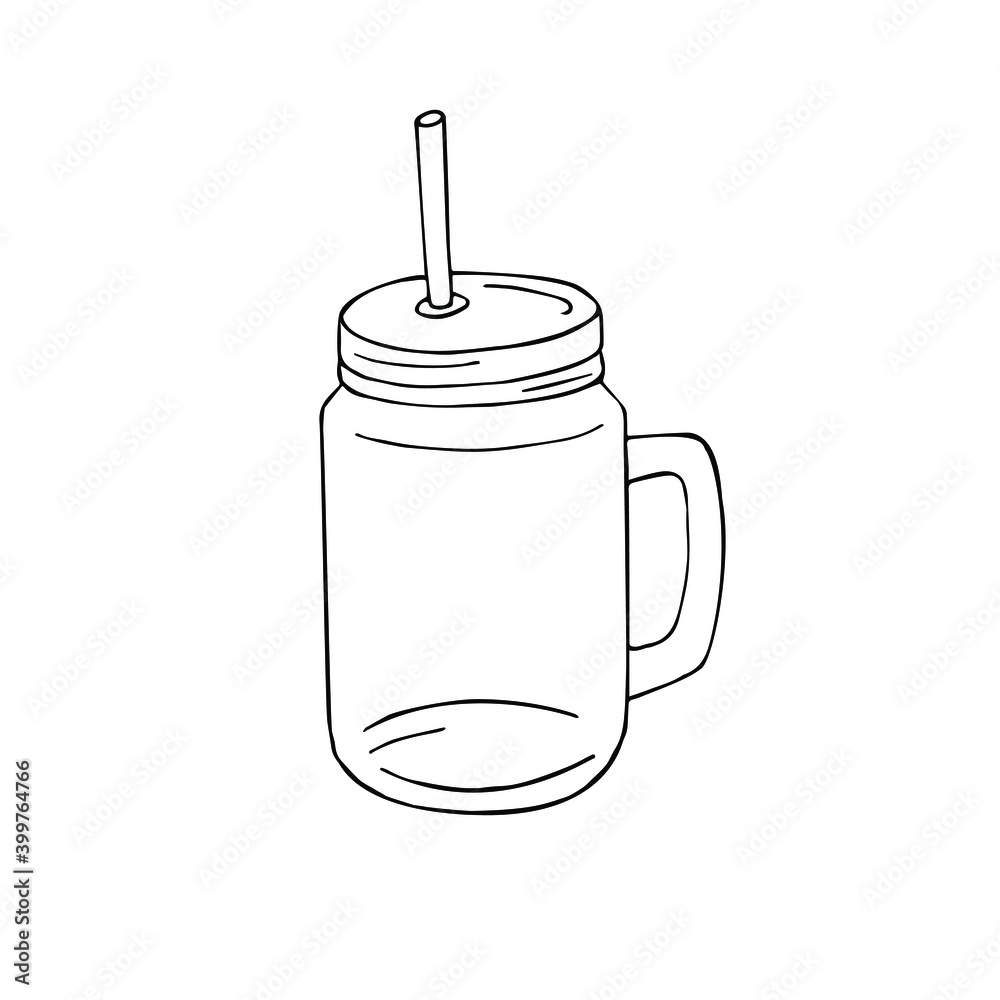 Vector hand drawn doodle sketch smoothie jar cup isolated on white background