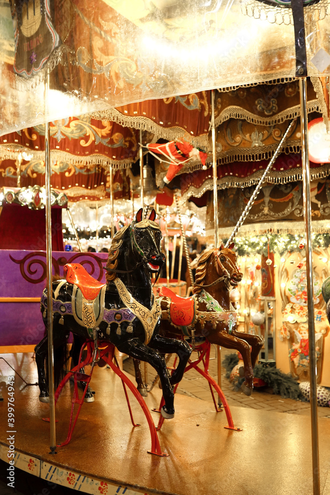 Festive carousel in a holiday park.