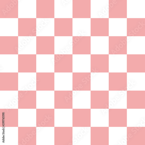 Vector seamless pattern of pink chess board checkered texture isolated on white background