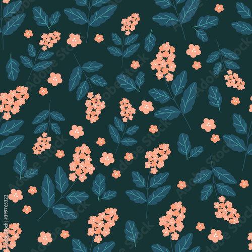 Wallpaper Mural Botanical seamless pattern with green leaves . Leaves and flowers wallpapers. Florals background. Torontodigital.ca