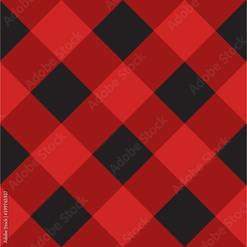 Vector seamless pattern of Scottish checkered Tartan plaid isolated on red background