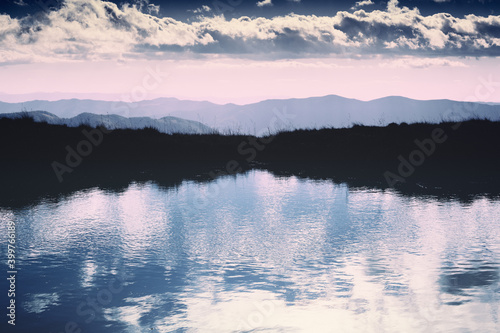 Panoramic view of the landscape of the Carpathian Mountains in Ukraine