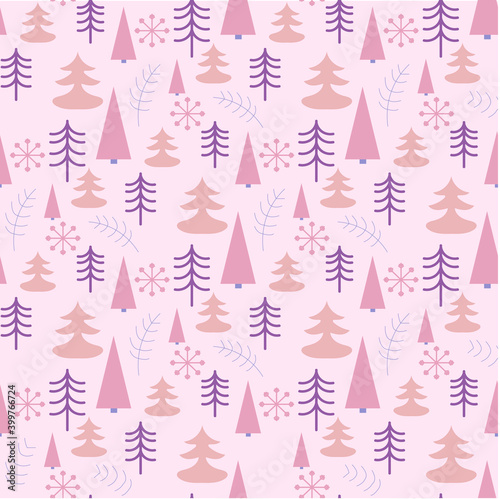 Vector seamless pattern with Christmas tree. Perfect backdrop 