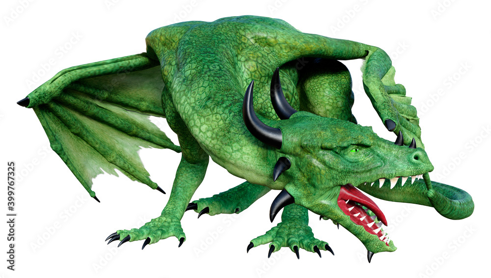 Fototapeta premium 3D Rendering Fairy Tale Dragon on White