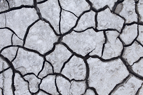 Close-up texture of cracks on dry ground.