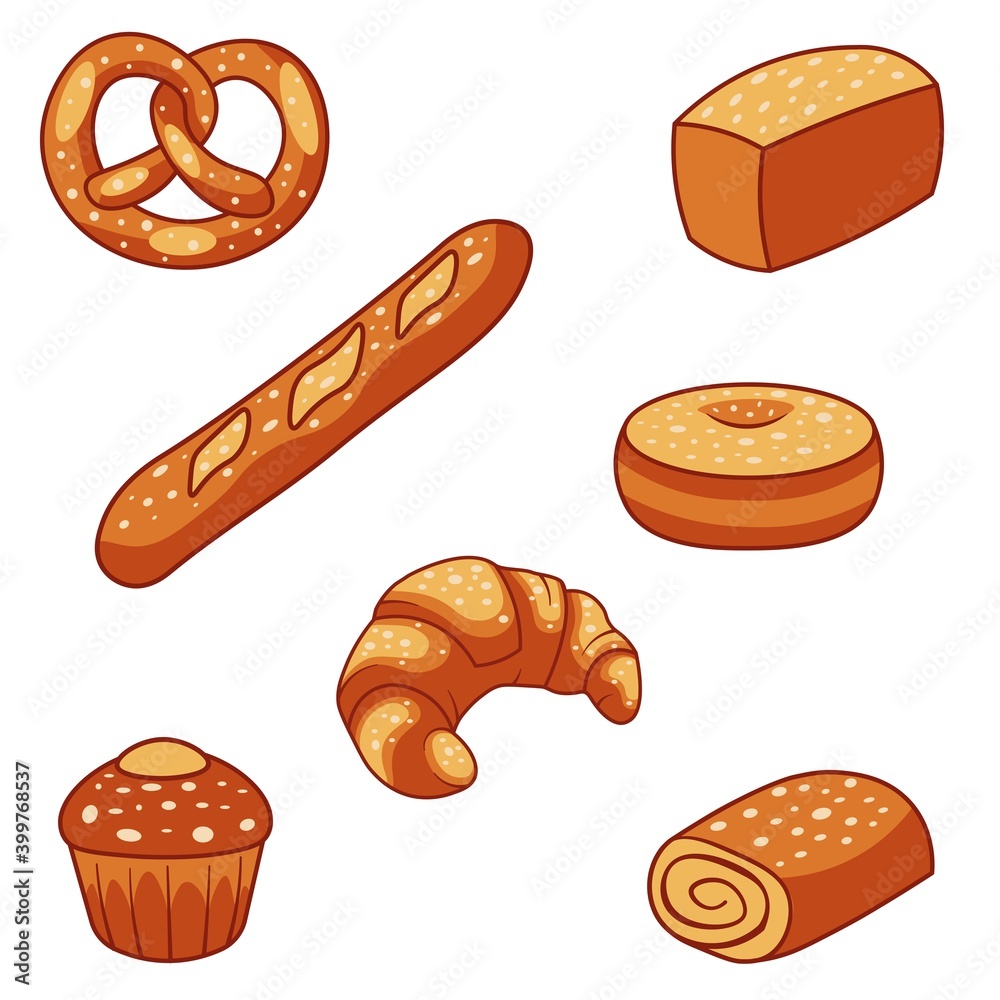 set of cute cartoon bread set of cute cartoon bread