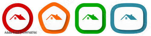 House, home, real estate concept vector icon set, flat design buttons on white background