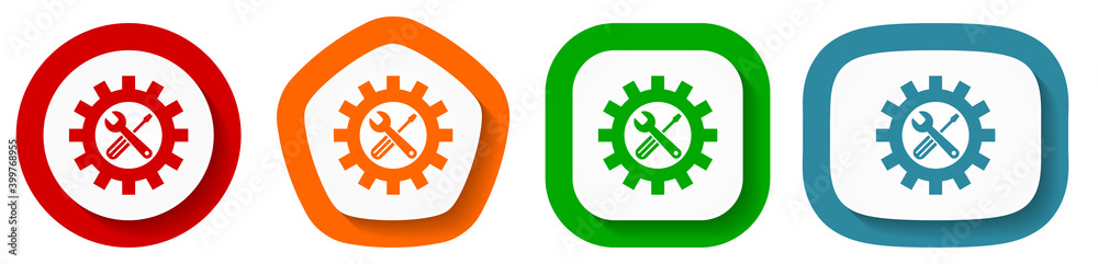 Repair, industry, service concept vector icon set, flat design buttons on white background Repair, industry, service concept vector icon set, flat design buttons on white background