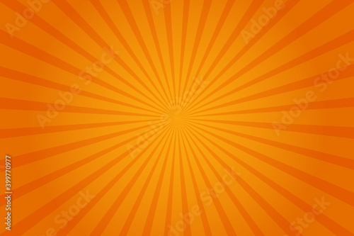 Orange Sunburst Pattern Background. Rays. Radial. Summer Banner. Vector Illustration