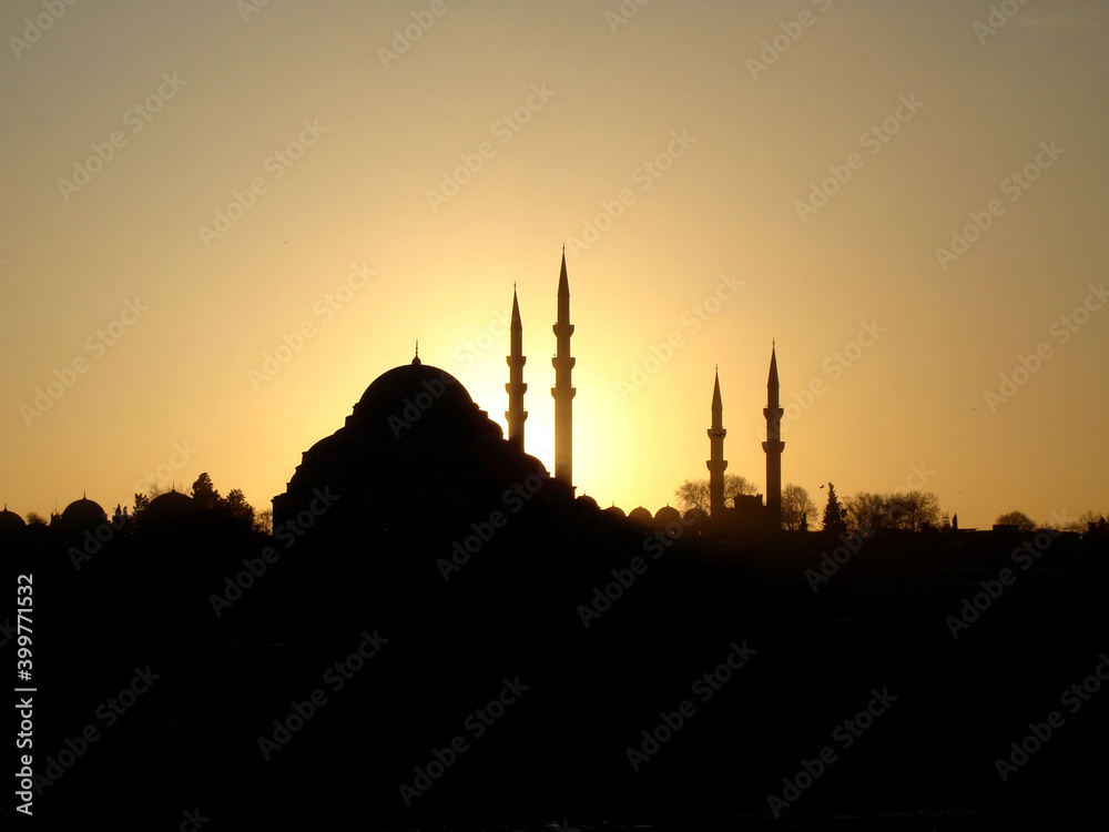 Watching the Süleymaniye Mosque from Karakoy. Istanbul Turkey.