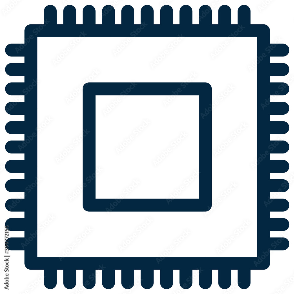 Microchip or Computer Chip or CPU line icon isolated on white background. Pixel perfect 48dp. Microchip or Computer Chip or CPU line icon isolated on white background. Pixel perfect 48dp.