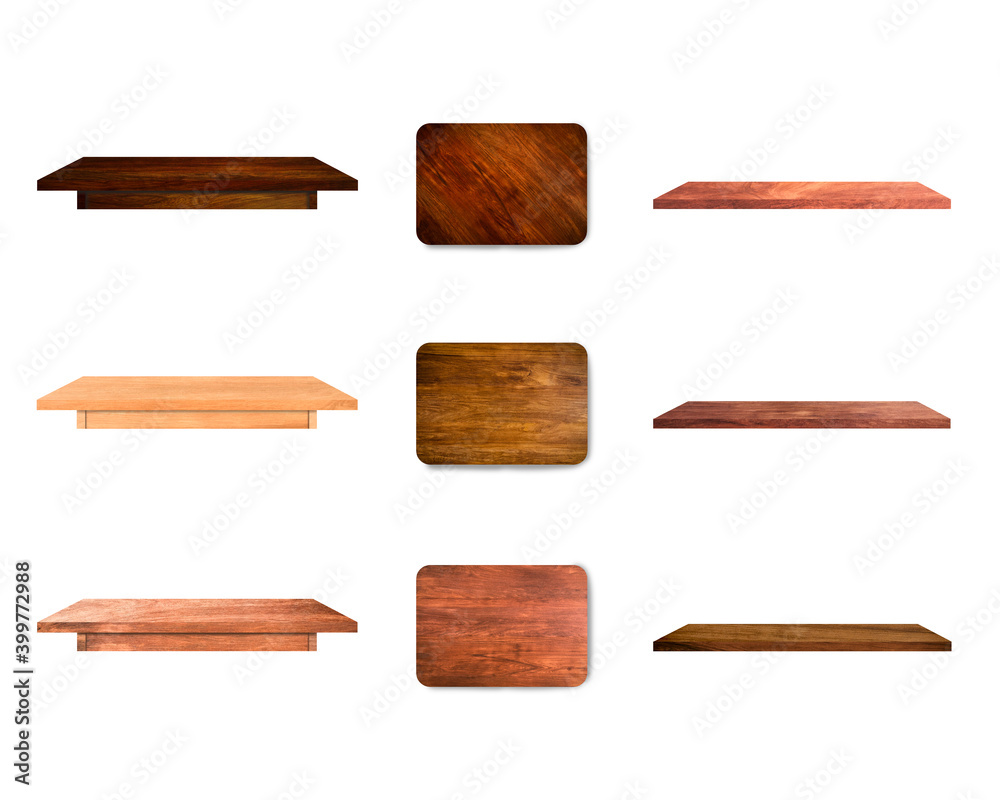 Group of table board and shelf isolated on white background with clipping path for work or design Group of table board and shelf isolated on white background with clipping path for work or design