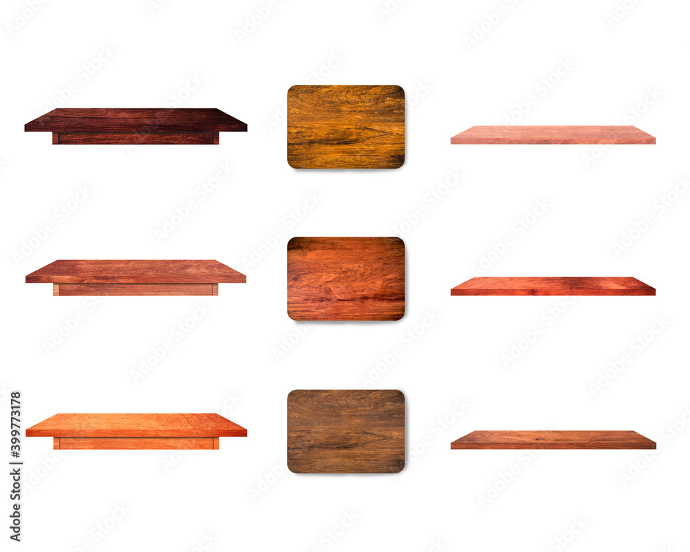 wooden various of table board and shelf isolated on white background with clipping path wooden various of table board and shelf isolated on white background with clipping path