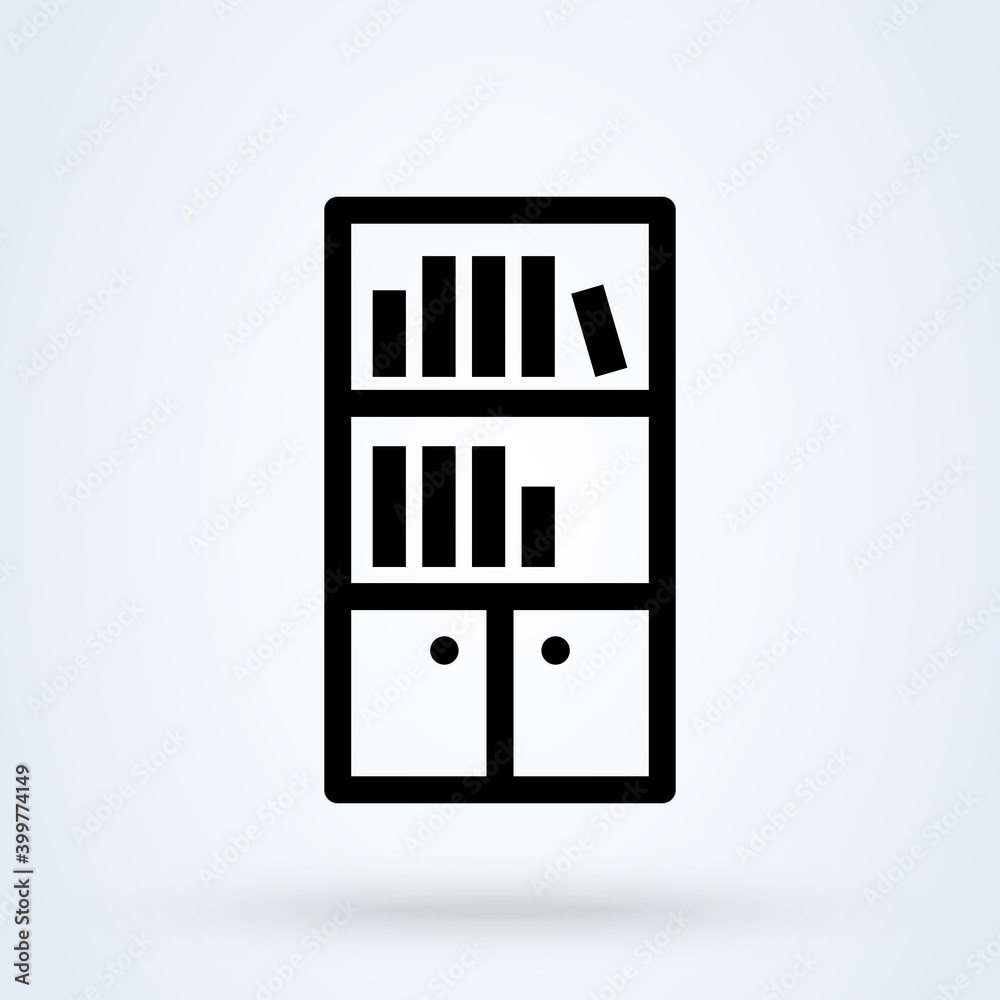Bookshelf sign icon or logo. Books on the shelves concept. library bookshelf vector illustration. Bookshelf sign icon or logo. Books on the shelves concept. library bookshelf vector illustration.