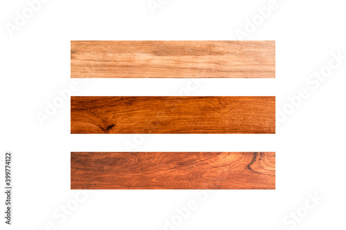 Set of three wooden sign isolated on white background with clipping path for design or work