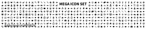 Mega set of icons. Collection icon: business, ecommerce, shopping, device, technology, finance, accounting, transport and many more - stock vector.