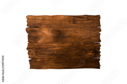 Single of wooden sign isolated on white background with clipping path for design