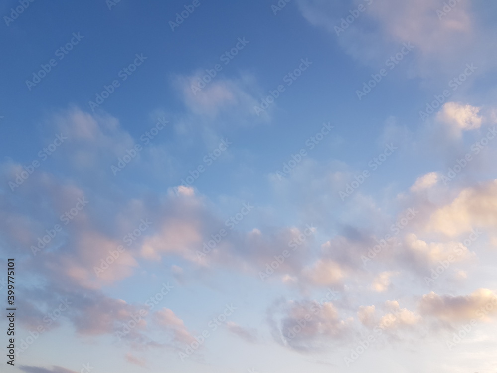 Sky blue background and beautiful clouds on a clear day.