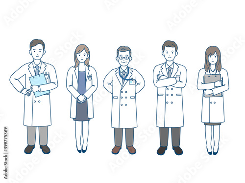 医者　科学者　男女　全身