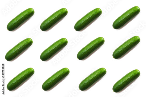 fresh natural green cucumber on a white background