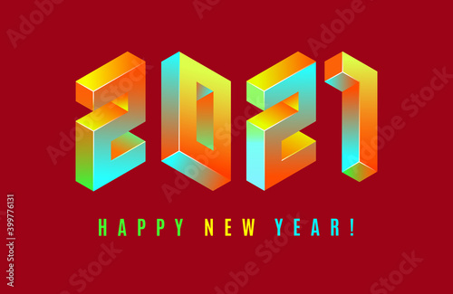 2021 new year isometric numbers with gradient