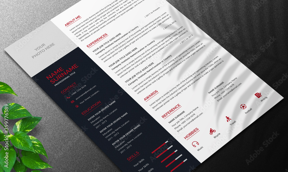 Minimalist Resume Layout and cover letter Stock Vector | Adobe Stock