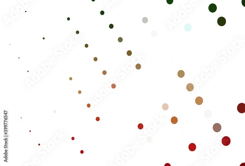 Light Green, Red vector background with bubbles.