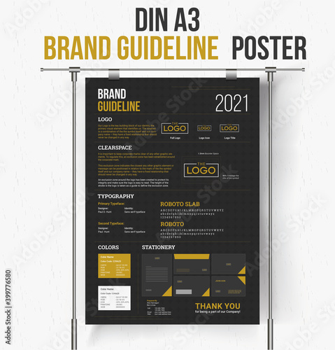 DIN A3 Brand Guideline Poster Template Brand Identity Guideline Brand Manual Minimal and Professional branding guidelines Brand Guideline Identity Design  corporate identity
