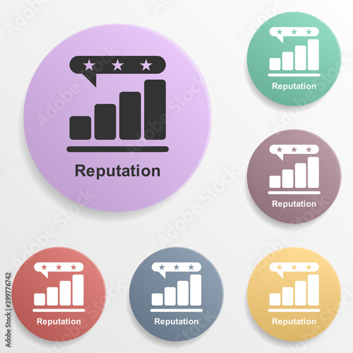 Online marketing, reputation badge color set icon. Simple glyph, flat vector of online marketing icons for ui and ux, website or mobile application