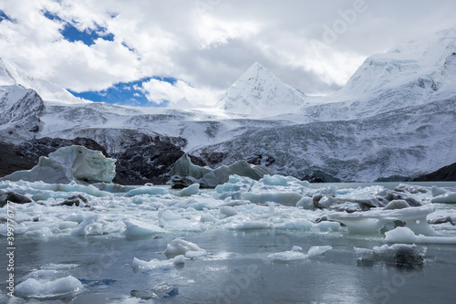 Glacier lagoon in Tibet China