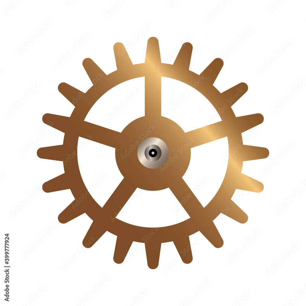 Obraz premium Twenty teeth gear for clocks or other mechanisms. Vector illustration isolated on white background.