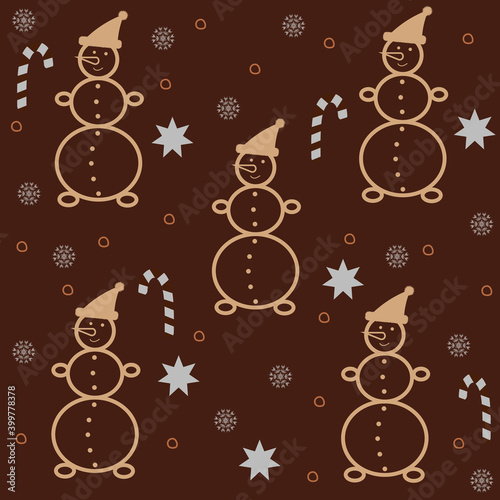 chocolate christmas pattern with snowman