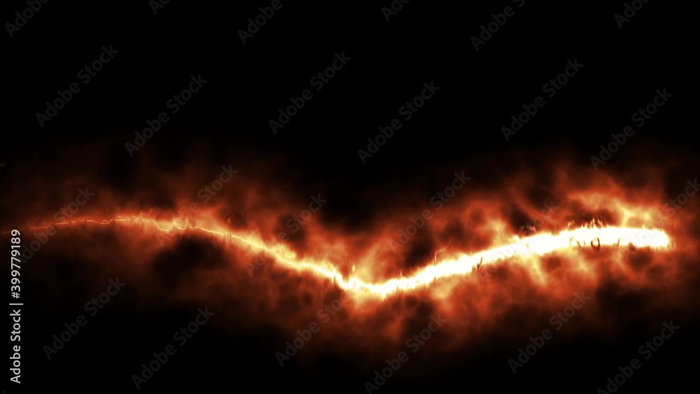 Flaming rope over black background