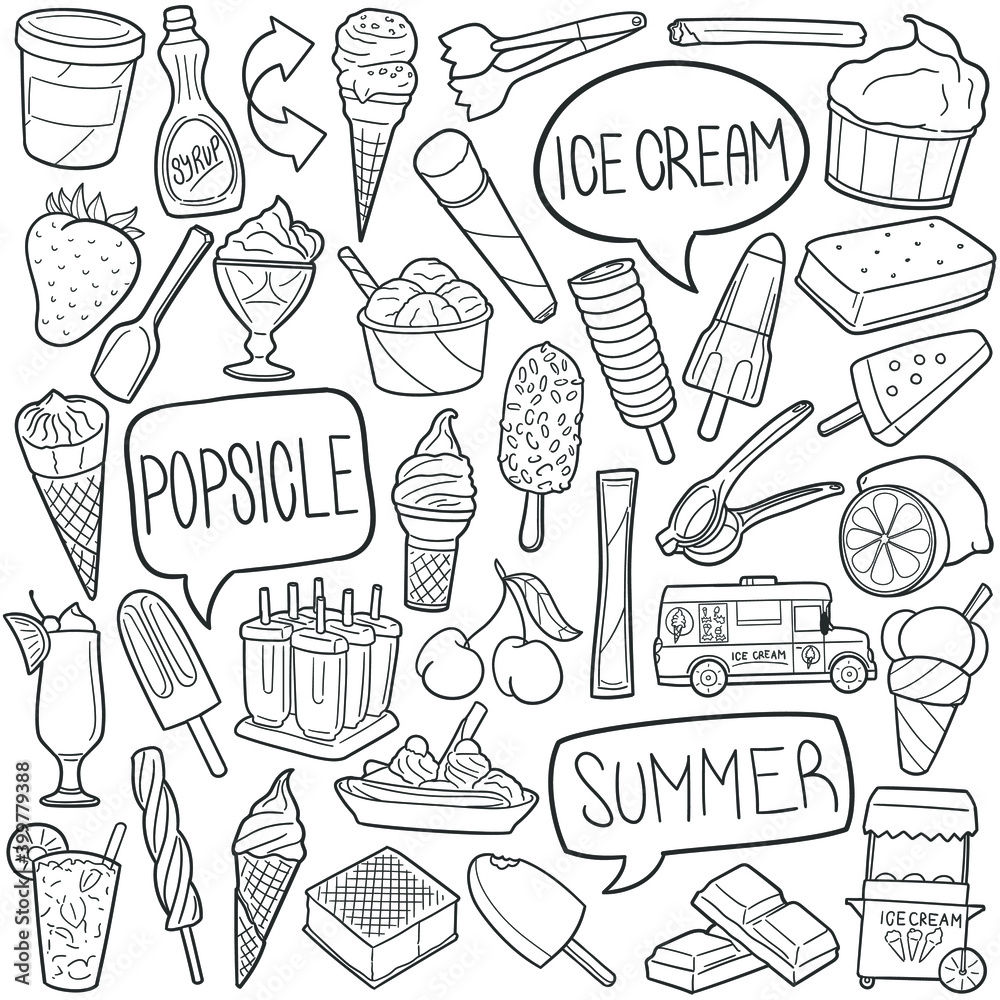 Bucket of ice cream. Illustration in doodle style 24796520 PNG