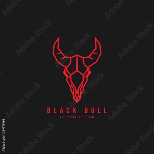 Head Bull icon logo vector design template. Monoline logo bull, cow, ox vector concept