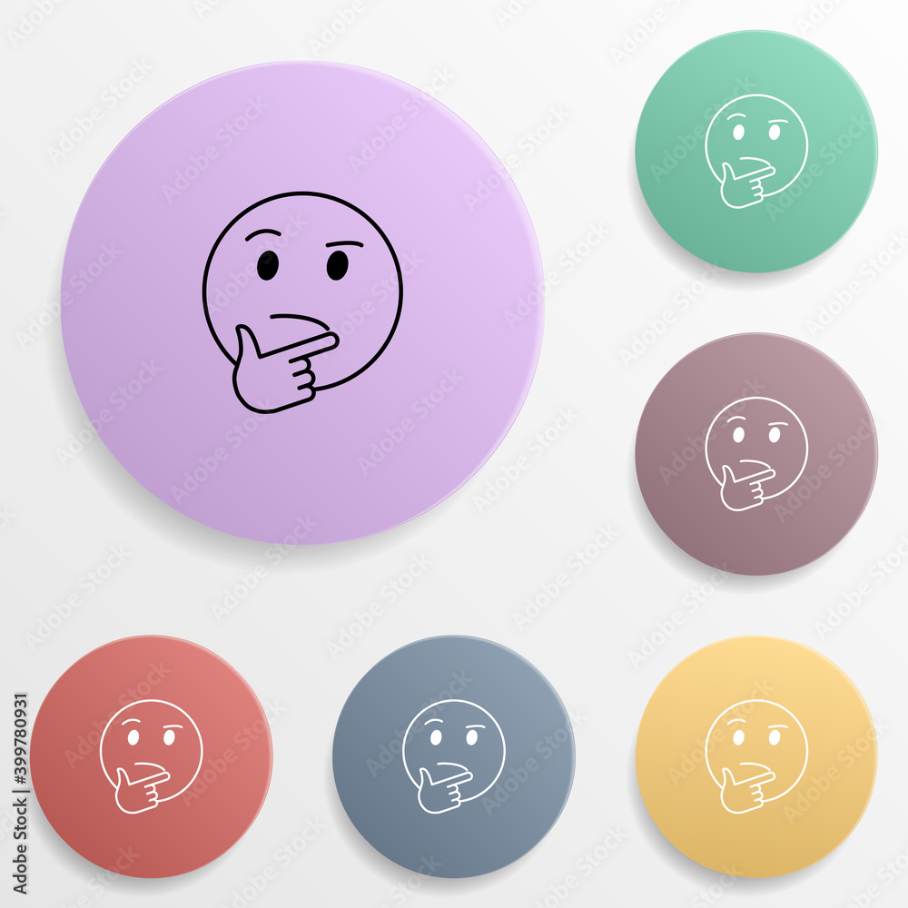 Pondered emoji badge color set icon. Simple glyph, flat vector of emoji icons for ui and ux, website or mobile application Pondered emoji badge color set icon. Simple glyph, flat vector of emoji icons for ui and ux, website or mobile application