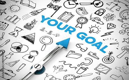 Ziel Konzept mit Schriftzug Your Goal und Kompass