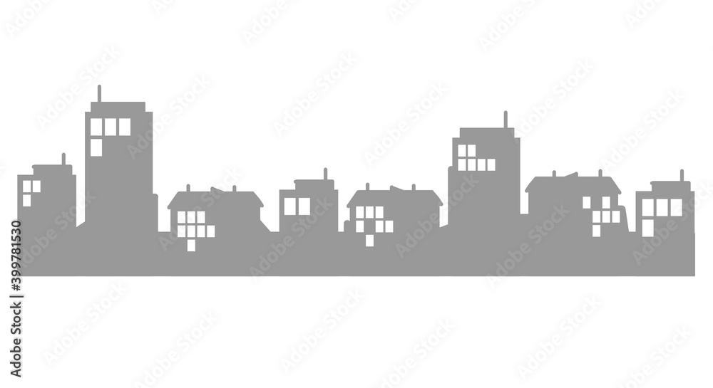 Graue Häuser als Stadt Skyline Silhouette Hintergrund