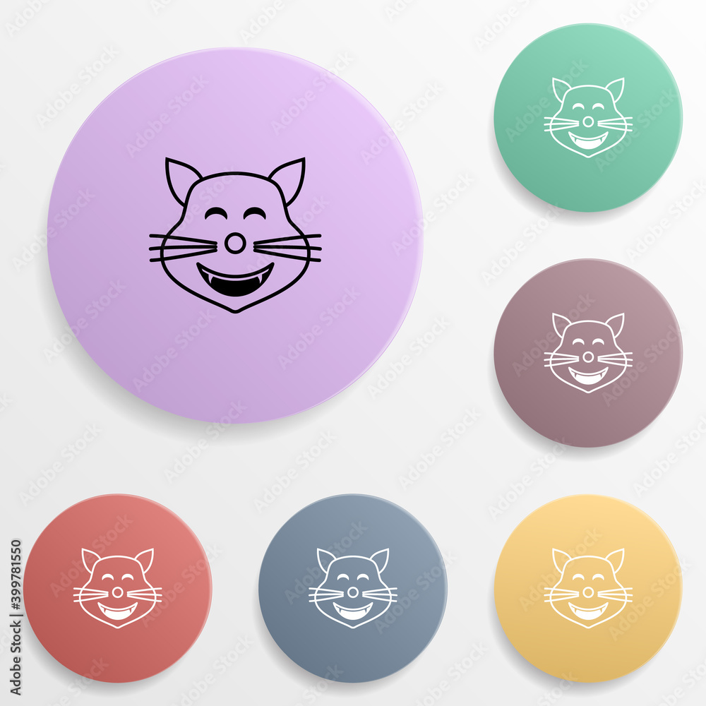 Happy cat emoji badge color set icon. Simple glyph, flat vector of emoji icons for ui and ux, website or mobile application