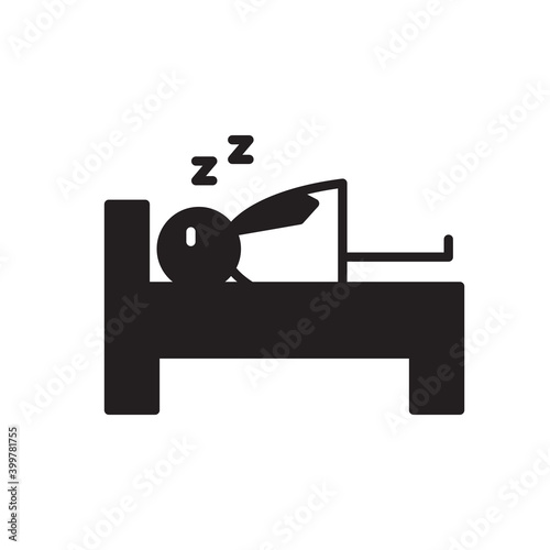 doodle character sleeping on bed