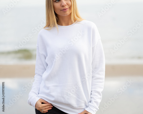 Woman in white blouse