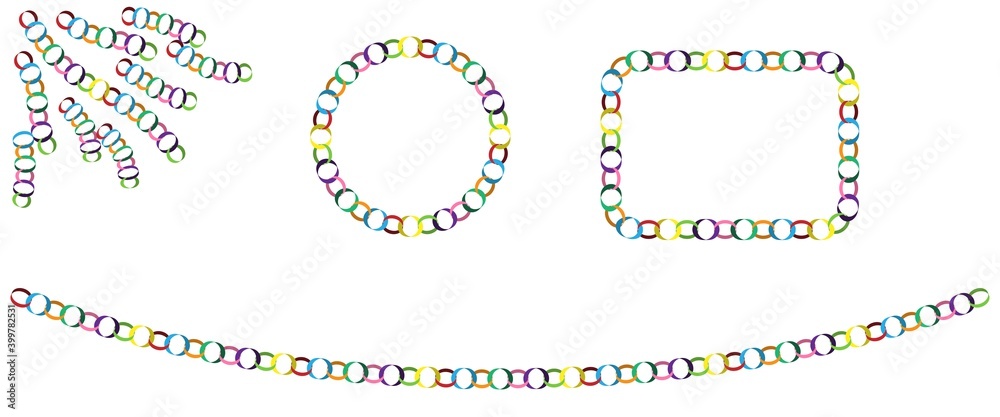 decorative colorful christmas paper chain vector, rims and frames, illustration isolated on white background