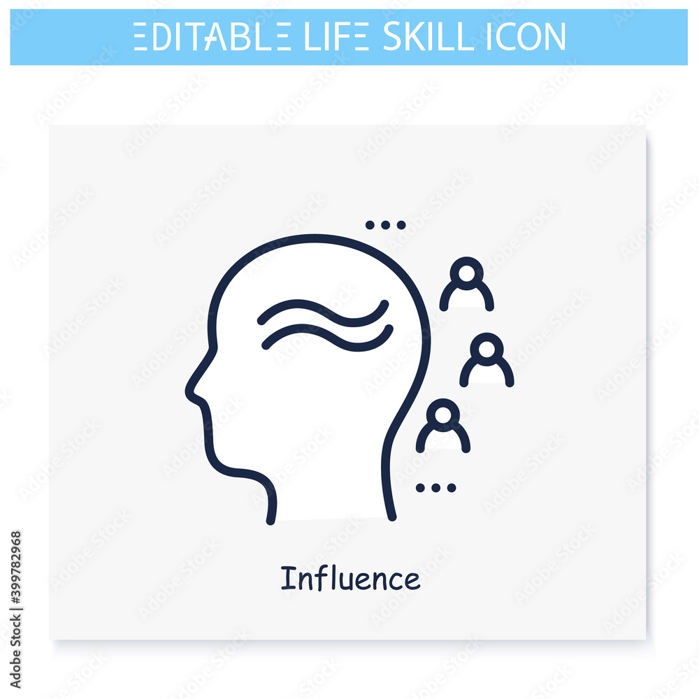 Influentce line icon.Leadership,opinion leader.Personality strengths and characteristics.Soft skills concept. Human resources management.Self improvement.Isolated vector illustration.Editable stroke 